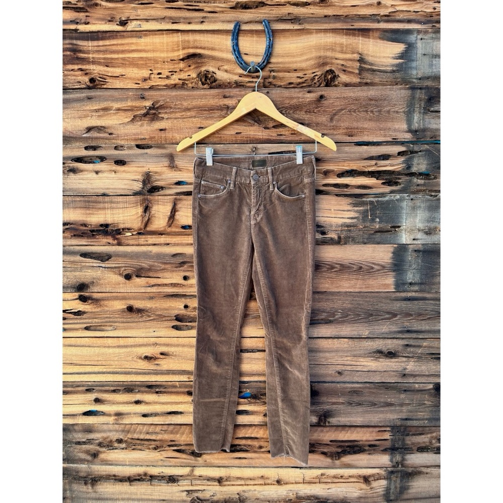MOTHER | Looker Ankle Fray Hopscotch Brown Corduroy Pants 24